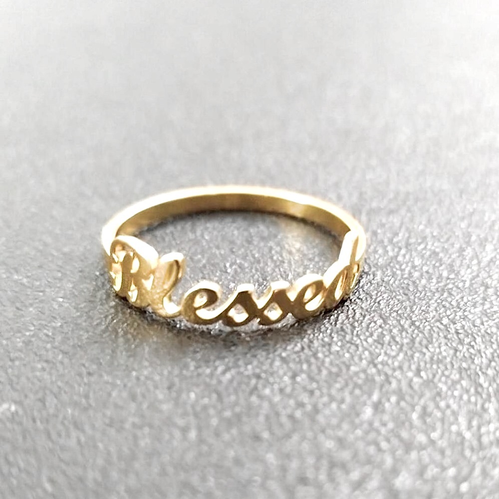n e w | gold “what a blessed life” ring